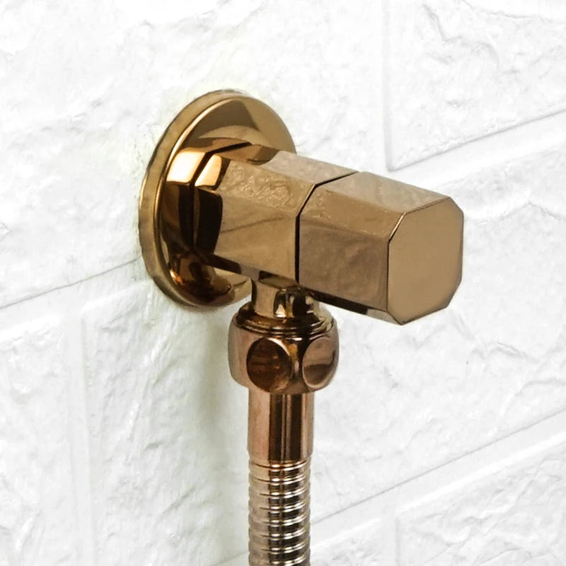 Brass Angle Valve Chrome Black Rose Gold Inlet Valve Bathroom Single & Double Outlet Valve G1/2 Water Stop Valve Toilet Kitchen