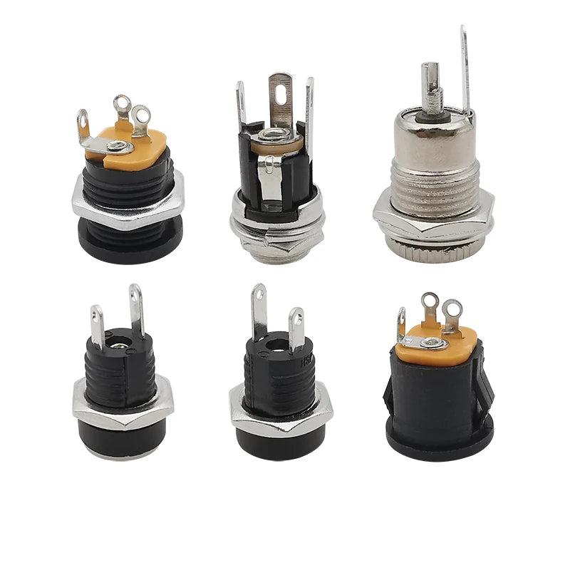 10Pcs DC Power Jack Socket Connector 5.5*2.1mm 3.5x1.3mm Male Female DC005 DC022 DC099 DC plug socket Nut Panel Mount Adapter