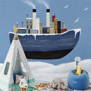 Milofi custom 3D wallpaper mural modern minimalist hand-painted cartoon boat house background wall decorative painting wallpaper