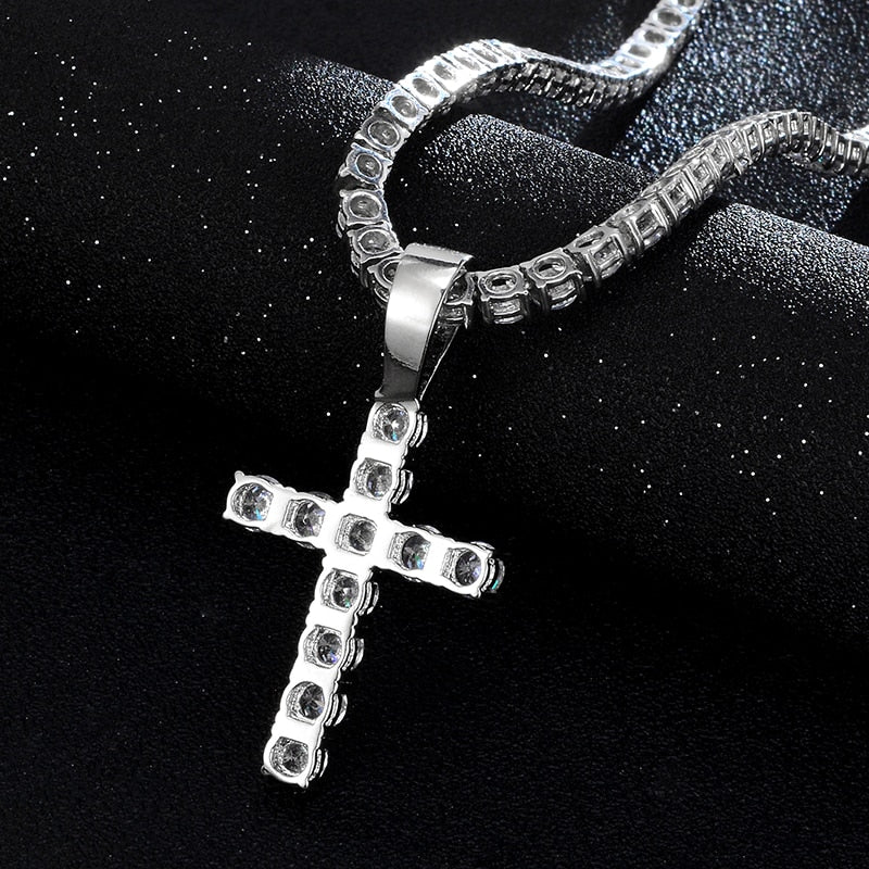 D&Z Hip Hop Gold/Silver Color Cross Pendant Necklace Micro Pave AAAA+ Cubic Zirconia Egyptian Style Necklace