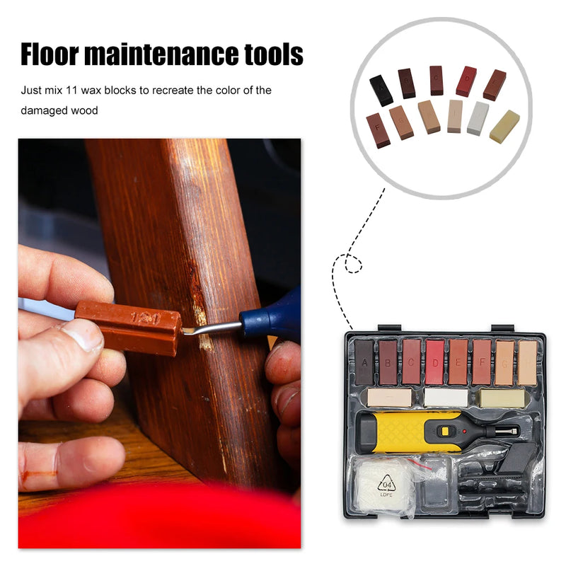 Manual Laminate Floor Repair Kit Furniture Scratch Fix Wax System Floor Worktop Sturdy Casing Chips Scratches Mending Tool Set