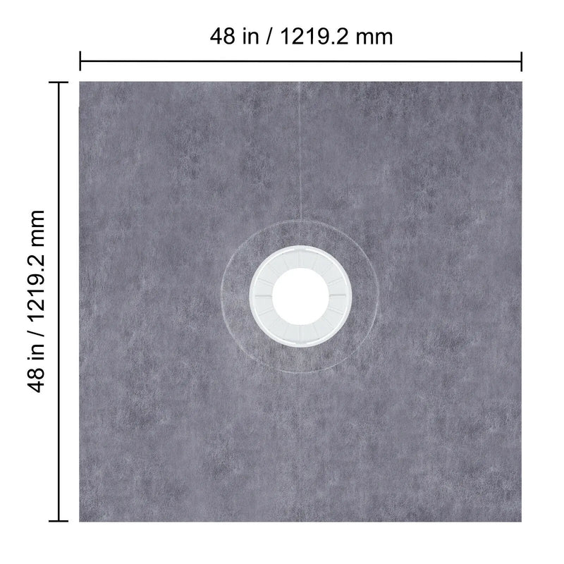 SucceBuy Waterproofing Shower Kit 48''x48'' Shower Kit Tray With Central Drain PVC/ABS Stainless Steel Grate 2 Cuttable Curb