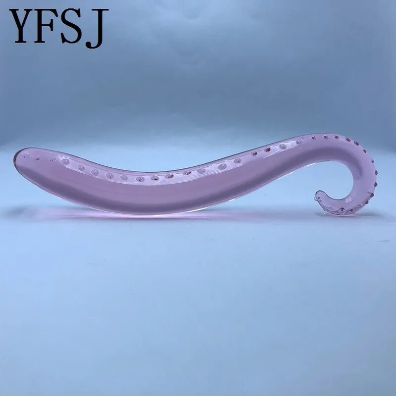 Hippocampus Shape G Shape Pyrex Glass Crystal Dildo with Spot Beads Fake Penis Anal Butt Plug Gay Masturbation Box Shipping