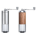 Portable Wood Grain Hand Manual Coffee Grinder Silver Stainless Steel Coffee Bean Burr Mill Hand Crank for Dropship