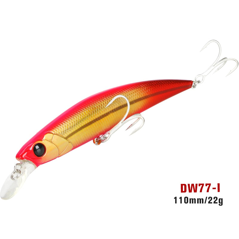 TSURINOYA 110S Long Casting Sinking Minnow Saltwater Fishing Lure DW77 110mm 22g Large Trout Pike River Lake Hard Baits Jerkbait