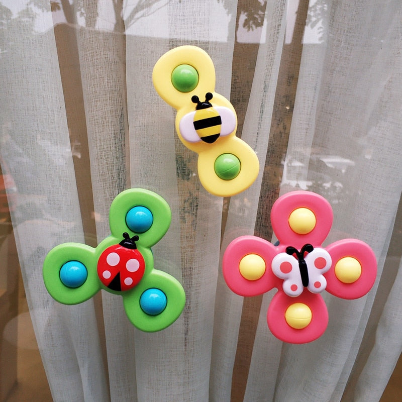 3pcs Cartoon Insect Fidget Spinner Baby Rattle Toys ABS Colorful Gyro Toy Relief Stress Fingertip Toys For Children Adults Gifts