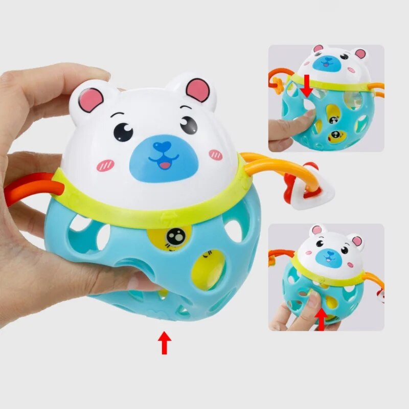 Educational Baby Toys Cartoon Animals Tumbler Baby Rattle Soft Gum Teether Newborn Infant Toys Development Rattles For Baby