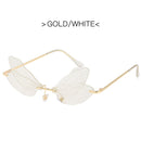 2022 Vintage Dragonfly Wings Sunglasses Fashion Rimless Women Clear Lens Eyewear Men Pink Sun Glasses UV400 Eyewear Female