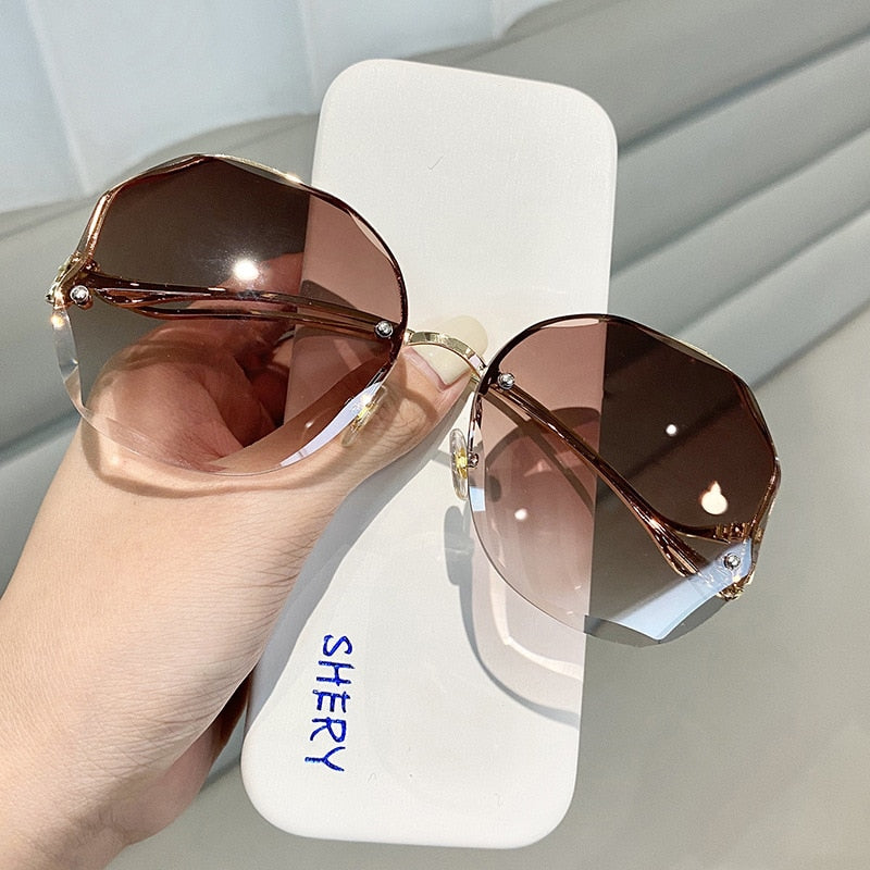 2022 Rimless Sunglasses Fashion Sunglasses Women Tide Vasos Decorativos Luxury Lunette De Soleil Femme Vintage Zonnebril Dames