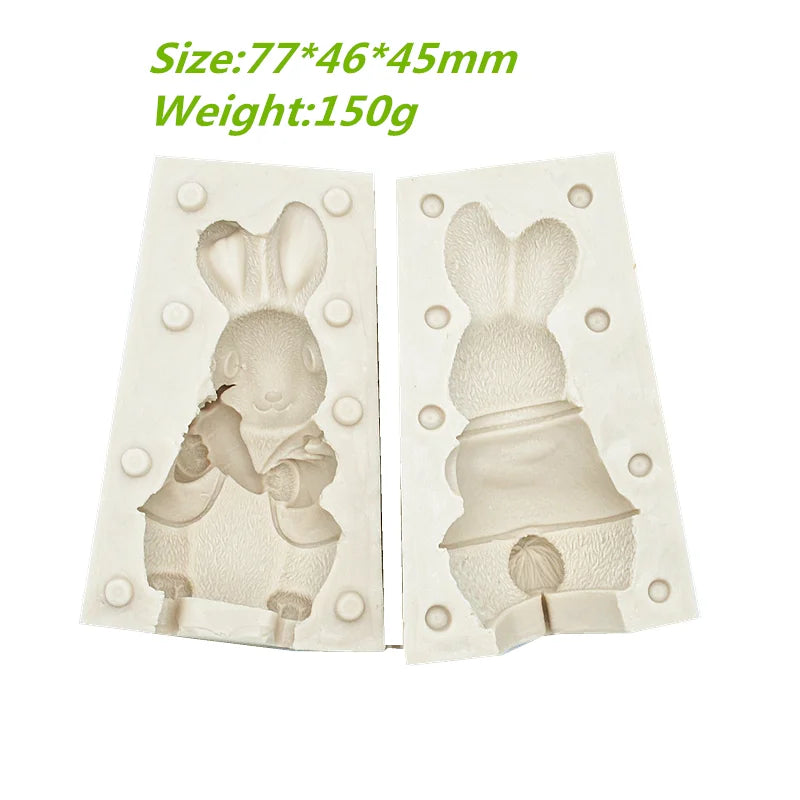 3d Cute Rabbit Silicone Mold Kitchen Resin Baking Tool Dessert Chocolate Lace Decoration Supplies DIY Cake Pastry Fondant Moulds