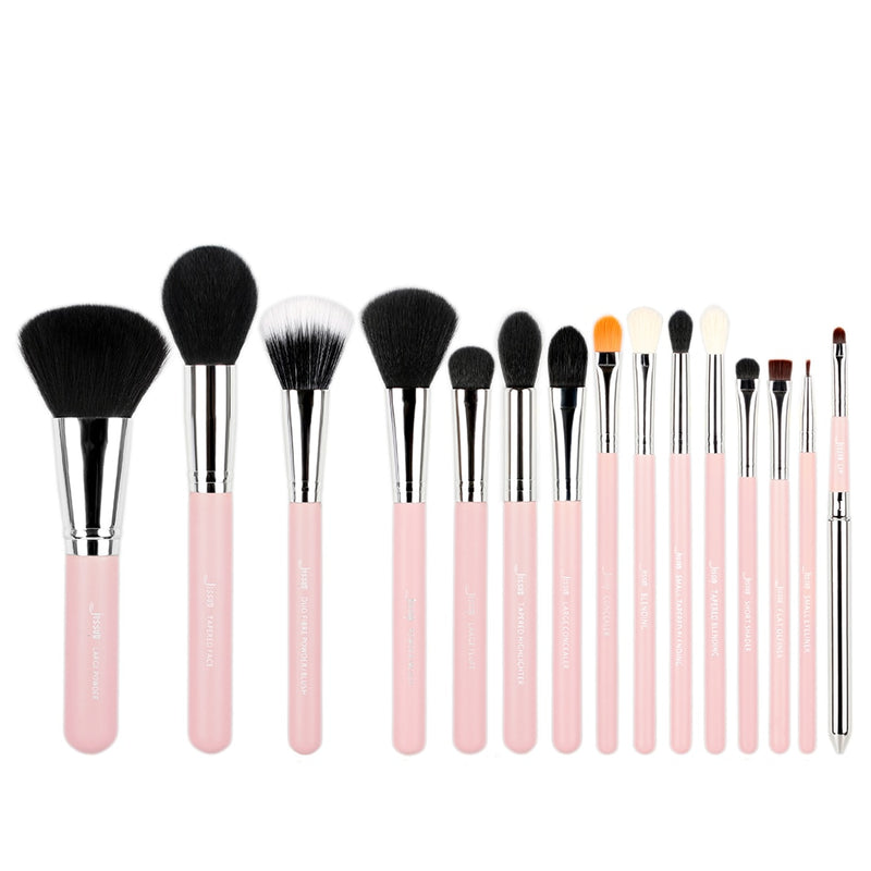 Jessup Brushes 15pcs Makeup Brushes Set Powder Foundation Eyeshadow Blending Make Up Tool Kits Shadow Liner Lip, White/Gold T103