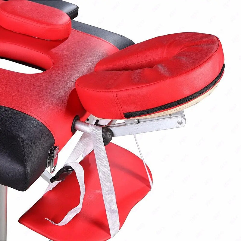 3 Sections 185 x 60 x 81cm Beauty Bed Folding Aluminum Tube SPA Bodybuilding Massage Table Red with Black Edge