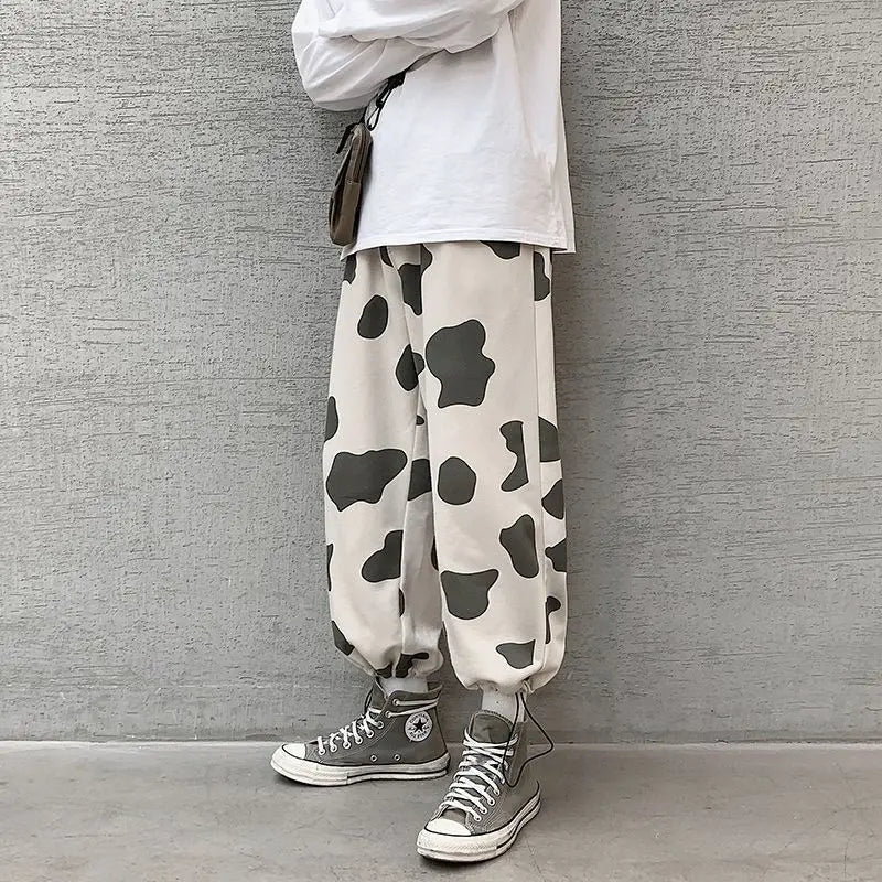 Casual Pants Women Cow Pattern Harem Trousers Hip Pop Street Harajuku BF Unisex Printed All-match Loose Leisure Ulzzang Vintage
