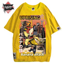 UPRISING Hip Hop men cotton T-shirt fashion loose men BF student banana print short-sleeved tees cool man wear Round neck tshirt