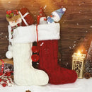 OurWarm Large Christmas Stocking Santa Claus Sock Plaid Burlap Gift Holder Christmas Tree Decoration New Year Gift Candy Bags
