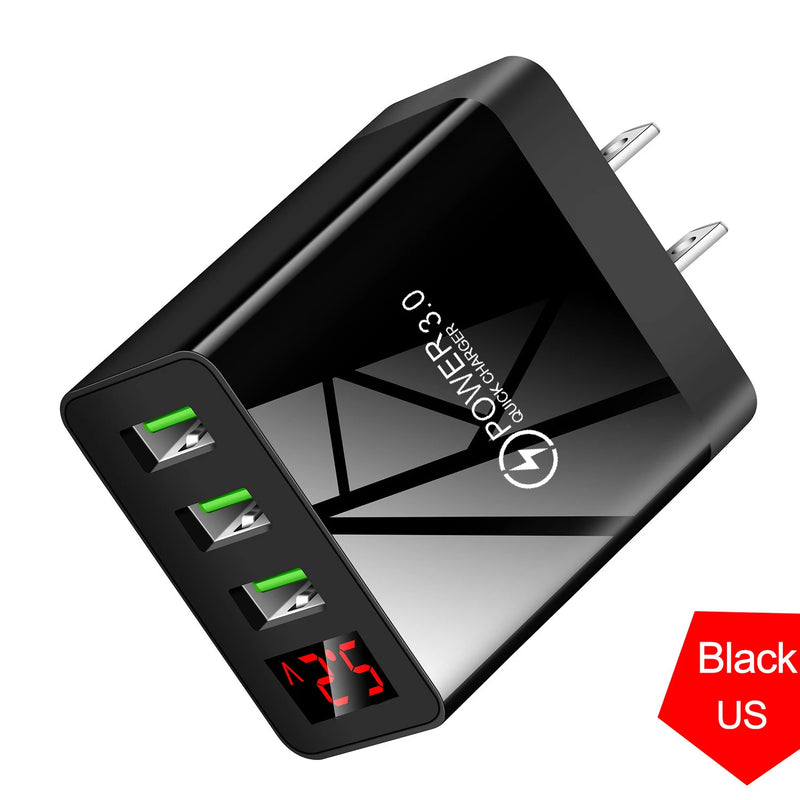 5V 3A Digital Display Quick charge 3.0 USB Charger for Xiaomi mi 11 10 9 iPhone Samsung Huawei Fast Charging Wall Phone Charger