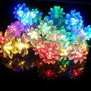 Solar Powered String Lights Outdoor 7M 50 LED Lotus Flower Festoon Fairy Light Decorative Lighting for Garden Fence Decorations