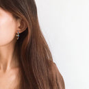 Brass With 18K Gold Geo Natural Stone Enemal Drop Earrings  Women  Jewelry Punk Party Gown  Runway  Korean Japan INS Fashion