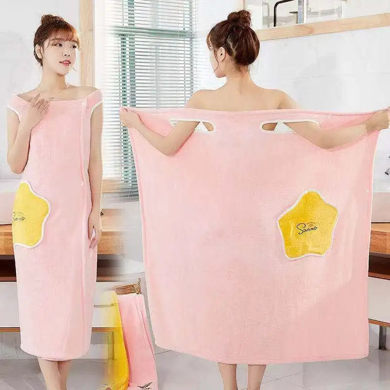 Women Large Bathrobe Quick Dry Wearable Microfiber Soft Bathrobes Plush Thick Absorbent Winter Night Sleepwear Dressing Gown