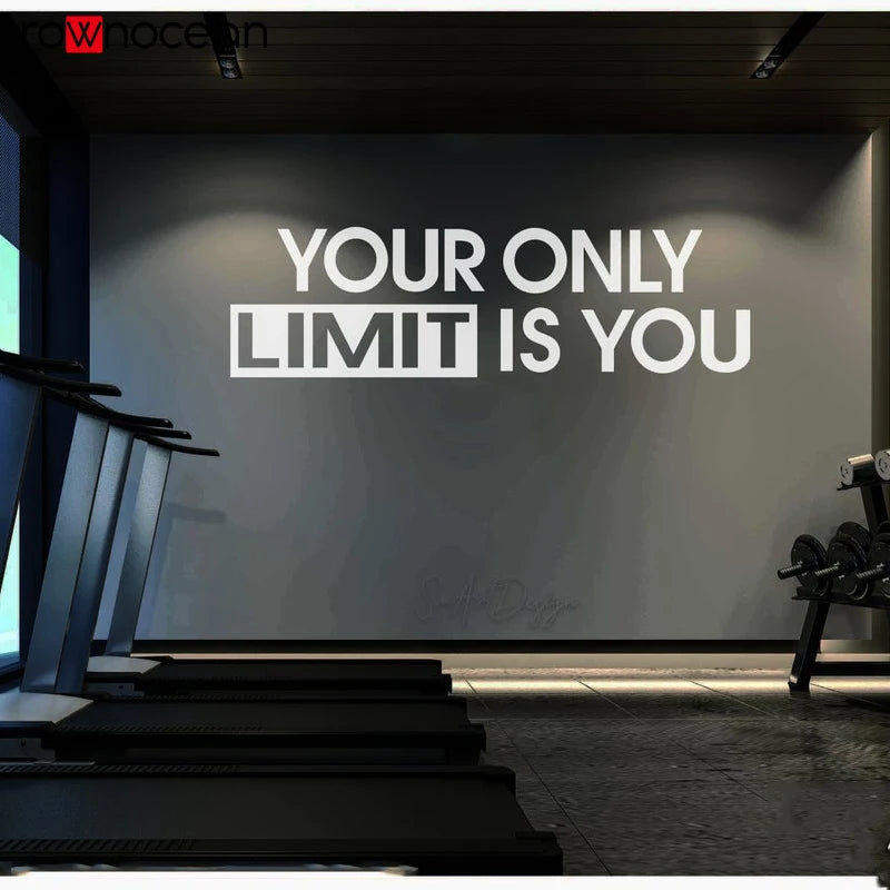 Your only limit is you - Wall decal sticker Gym wall design Office decor Workout motivation Home gym quote Training Fitness 2312