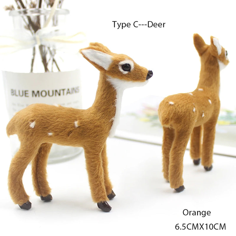 Simulation Christmas Deer Model Favor Xmas Home Decoration Craft Ornaments Display Table Reindeer Elk Animal Miniatures Kid Gift