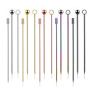 10PCS Cocktail Pick Cocktail Stick Stainless Steel Fruit Sticks Drink Stirring Sticks Martini Picks- Circle/Ball/Hat Shape