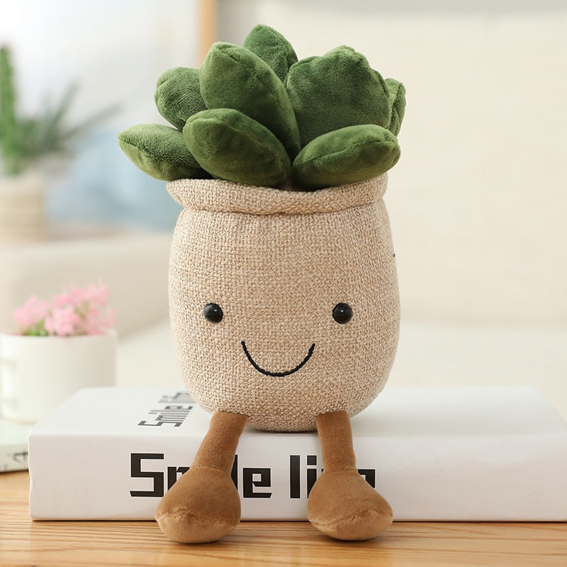 Lifelike Tulip&amp;Succulent Plants Plush Stuffed Decor Toys Soft Bookshelf Decor Doll Creative Potted Flowers Pillow for Girls Gift