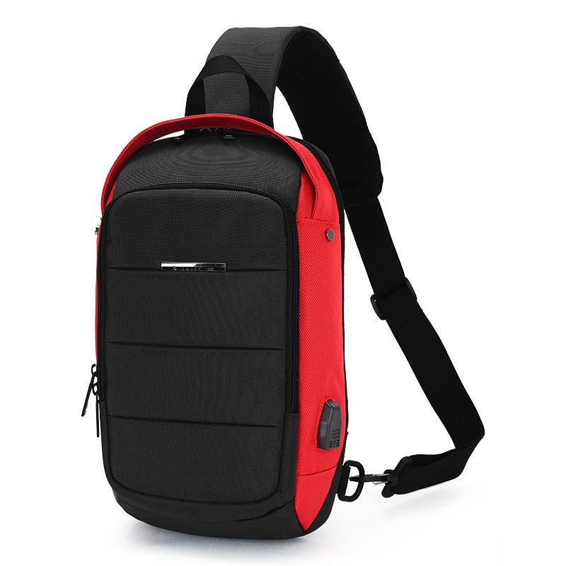 OZUKO Casual Men's Chest Pack Waterproof Crossbody Bags Male USB Charging Shoulder Bag Large Capacity Oxford Messenger Bag 2019