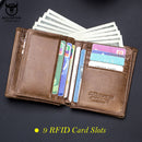 BULLCAPTAIN New Men's Business Wallet Features RFID  Blocking Card Holder Brand Design Wallet's China Genuine Leather Purse Men