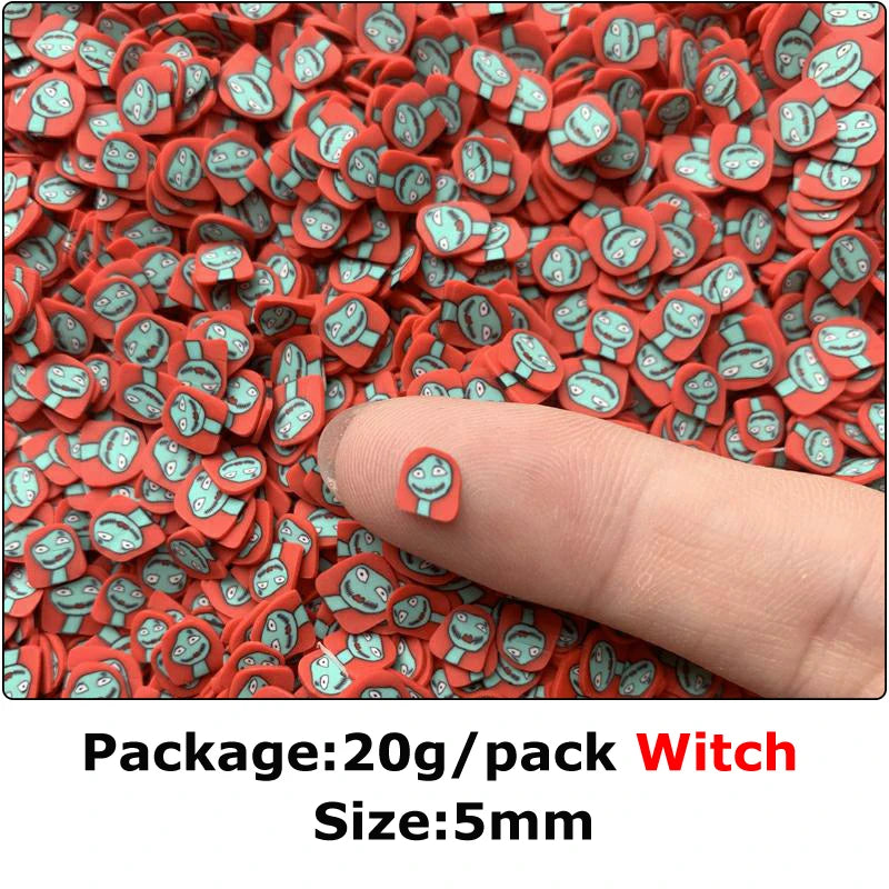 20g Mini Polymer Clay Embellishments Halloween Skull Christmas Candy Cane Mixed Pattern DIY Holiday Crafting Shaker Sprinkles