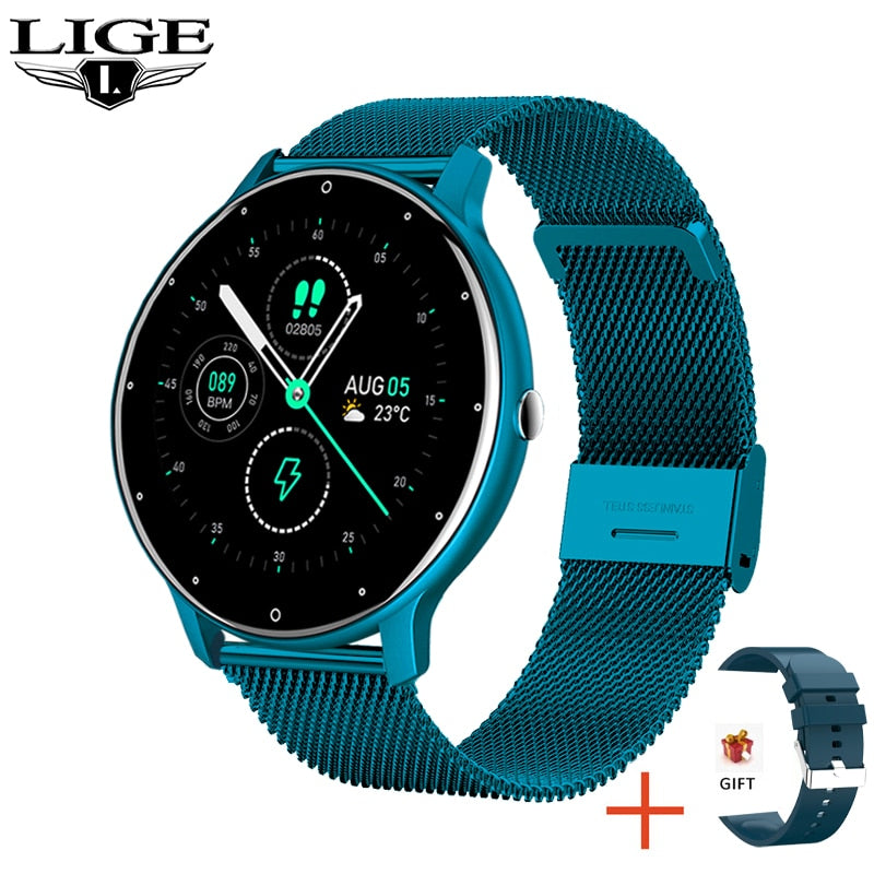 LIGE 2022 Smart watch Ladies Full touch Screen Sports Fitness watch IP67 waterproof Bluetooth For Android iOS Smart watch Female