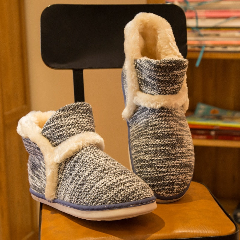 2020  Winter Women Slippers Cotton Home Shoes Couples Lovers Wool Warm Plush Indoor Floor Slippers Non-slip Men Soft Shoes