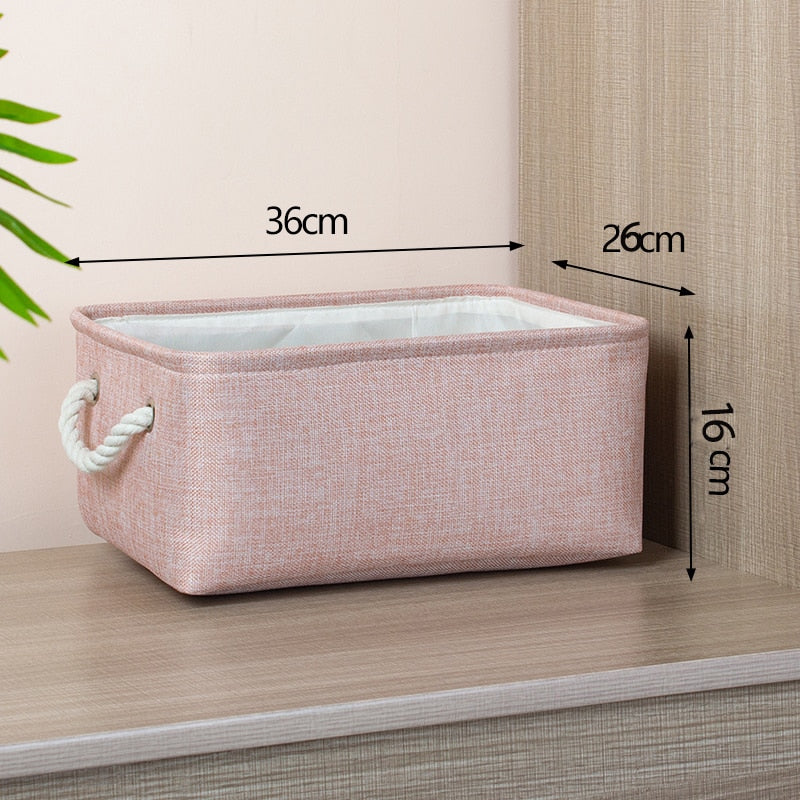 Cotton Linen Folding Storage Baskets Kids Toys Organizer Clothes and Sundries Storage Box Cabinet Storage Bag Laundry Basket