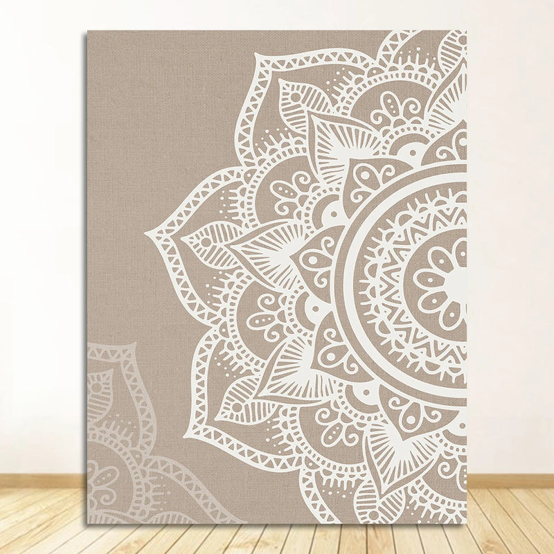 Wall Art Print Poster Picture Canvas Painting Living Room Home Interior Yoga Room Decor No Frame Bohemian Mandala Floral Beige