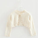 Toddler Girl Long Sleeve Bowknot Bolero Wedding Birthday Party Jacket Formal Knitted Crochet Cardigan Coat Kids Cape Clothing