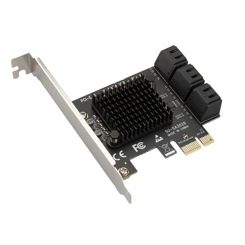 SATA PCIe Adapter 4 Ports /6 Port SATA III to PCI Express 3.0 X1 Controller Expansion Card compatible with PCI-E X4/X8/X16 6Gbps