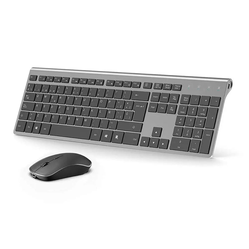 Wireless Keyboard and Mouse Set Spanish Layout Ergonomic Silent Rechargeable Mouse and Keyboard Combo USB Plug And Play