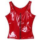 Wet Look Faux Latex PVC Shiny Crop Tank Bustier Top Gothic Women Sleeveless Sexy Tops Croptop Cropped Streetwear Vest Clubwear