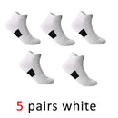 5 Pairs Ankle Sport Socks Cotton Towel Bottom Damping Striped Sweat-Absorbing Badminton Tennis Bike Run Travel Fitness Socks