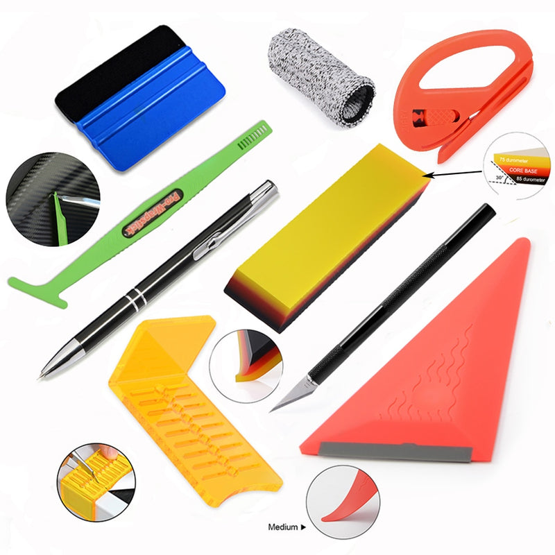 FOSHIO Vinyl Film Car Accessories Wrap Tools Kit Carbon Sticker Installing Rubber Scraper Window Tinting Magnet Squeegee Knife