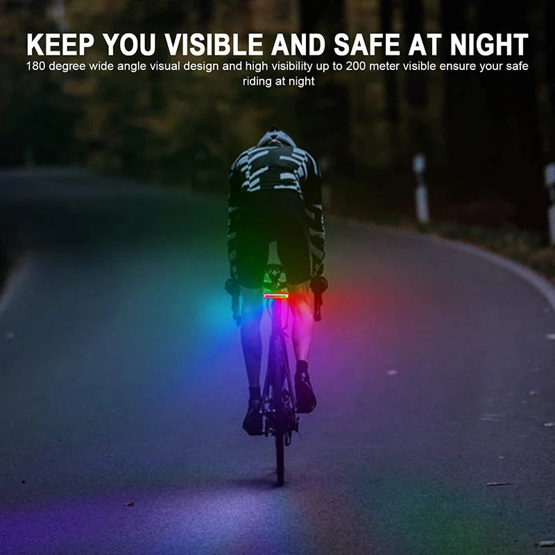 Bike Tail Light USB Rechargeable Ultra Bright LED Warning Bike Flashlight 7 Color Waterproof Bicycle Rear Light Bike Accessories