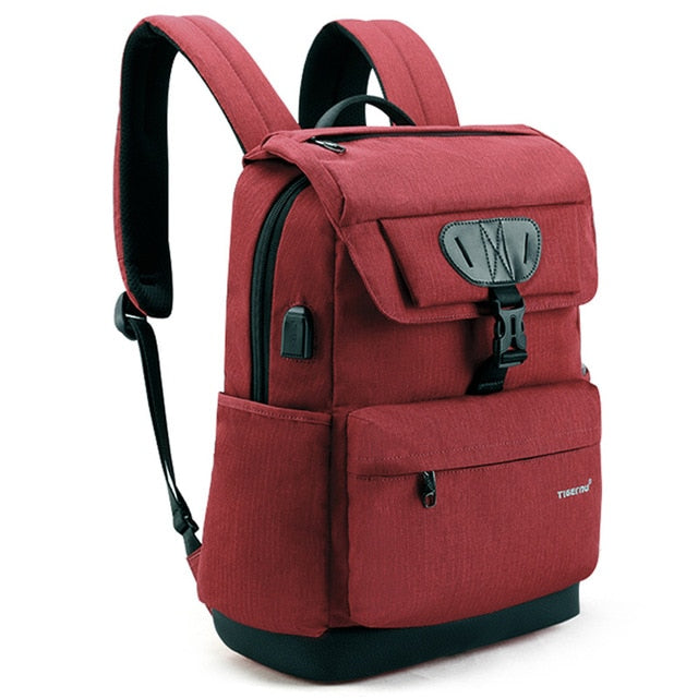 Lifetime Warranty Women Red USB Recharging School Bag Backpack for Teenagers Girl Anti-theft Female Male Mochila 15.6 Laptop Bag