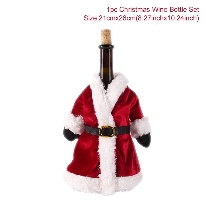 Christmas Wine Bottle Cover Merry Christmas Decorations For Home Christmas Ornament Xmas Table Decor New Year 2025 Navidad Gift