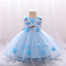 Summer Baby Girl Dress Wedding Gown Flower Dresses Infant Girl Party Hand-stitched Floral Birthday Princess Dress 3-24 Month