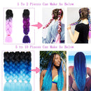 24'' Synthetic Jumbo  Braiding Hair Long Braids Hair Bundles Strands Ombre Crochet Braid Hair Extensions for Woman Pink Gray