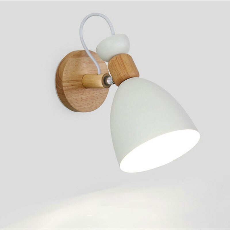 Creative wooden Simple LED wall light Reading Bedroom Bedside Lighting study Children room macaron color wall lamp