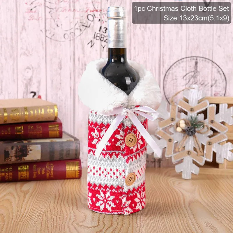 Christmas Wine Bottle Cover Merry Christmas Decorations For Home Christmas Ornament Xmas Table Decor New Year 2025 Navidad Gift