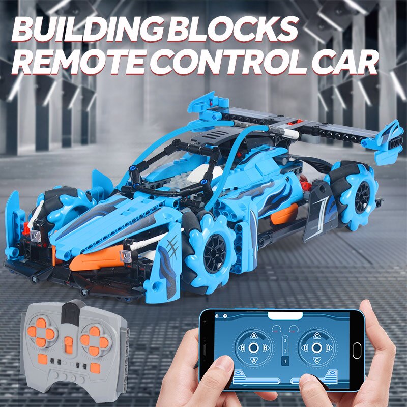 KAIYU 561PCS 4WD City Remote Control Rotating Drift Racing Car Bricks RC Supercar vehicle Building Blocks Toys for boy