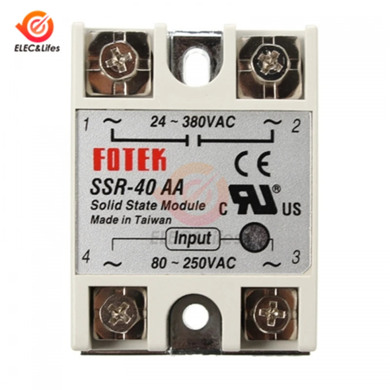 AC 220V Solid State Relay SSR-10AA SSR-25AA SSR-40AA SSR-60AA 10A 25A 40A 60A AC Control AC SSR Relay 80-250VAC TO 24-380VAC