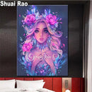 Diamond painting Beauty Girl Cartoon Fairy diamond embroidery round diamond mosaic cross stitch wall stickers home decor